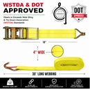 Boxer 4" x 30' Heavy-Duty Ratchet Tie Down with J Hooks - 16,200 lbs Breaking Strength-5