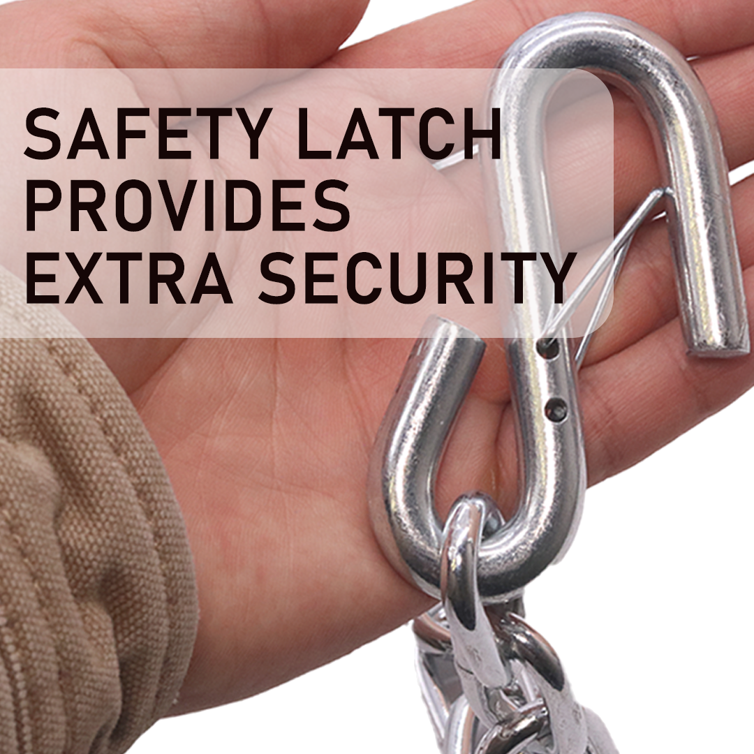 3/16" x 48" Zinc-Plated Grade 30 Trailer Safety Chain with Dual Safety Latch Hooks