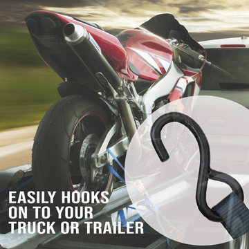 Boxer SecureMax Pro: Ultra-Grip 1" x 6' Cam Buckle Motorcycle Soft Tie Straps with Heavy Duty S Hook - 0