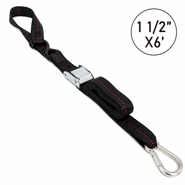 Boxer SecureMax Pro Ultra-Grip 1 1/2" x 6' Cam Buckle Motorcycle Soft Tie Straps with Carabiner Snap Hooks