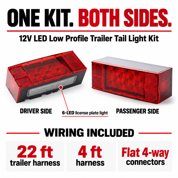 12V LED Low Profile Trailer Tail Light Kit – Driver & Passenger Side
