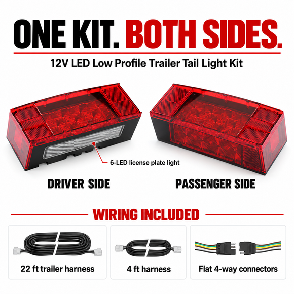 12V LED Low Profile Trailer Tail Light Kit – Driver & Passenger Side