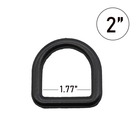 2 Inch Heavy Duty D-Ring - 11,000 lbs Breaking Strength, Welded Alloy Steel, Zinc Plated/Black, for Lasso Tie Downs, Auto & Towing Straps
