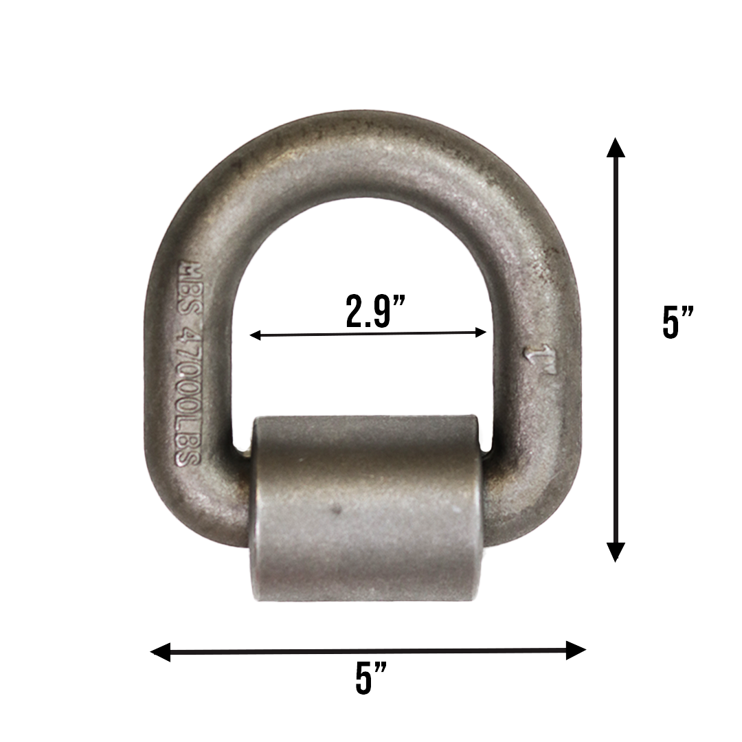 Heavy Duty 1" Forged Lashing Weld-On D-Ring with Mounting Bracket (5" x 5")