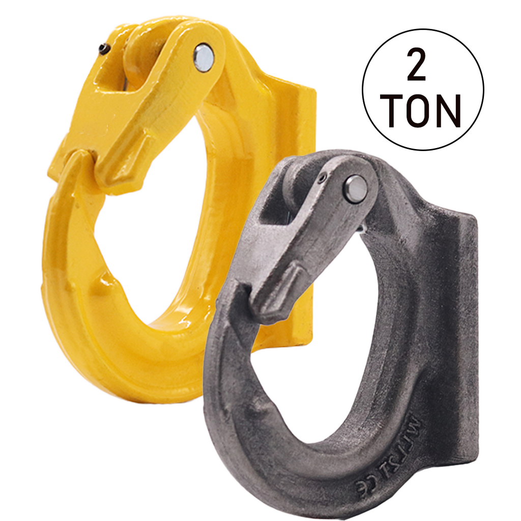 Heavy-Duty 2-Ton Weld-On Forged Anchor Hooks with Safety Latch - G80 Construction