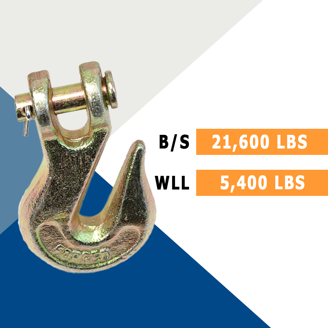 Heavy-Duty 5/16" Forged Clevis Grab Hooks - 21,600 lbs. Breaking Strength
