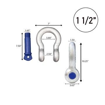 Galvanized Finish 1 1/2" Forged Screw-In Anchor Shackle Set: Heavy-Duty and Versatile Anchoring Solution