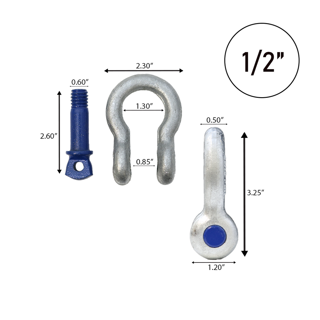 Galvanized Finish 1/2" Forged Screw-In Anchor Shackle Set: Heavy-Duty and Versatile Anchoring Solution