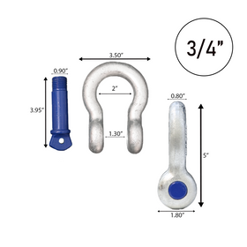 Galvanized Finish 3/4" Forged Screw-In Anchor Shackle Set: Heavy-Duty and Versatile Anchoring Solution