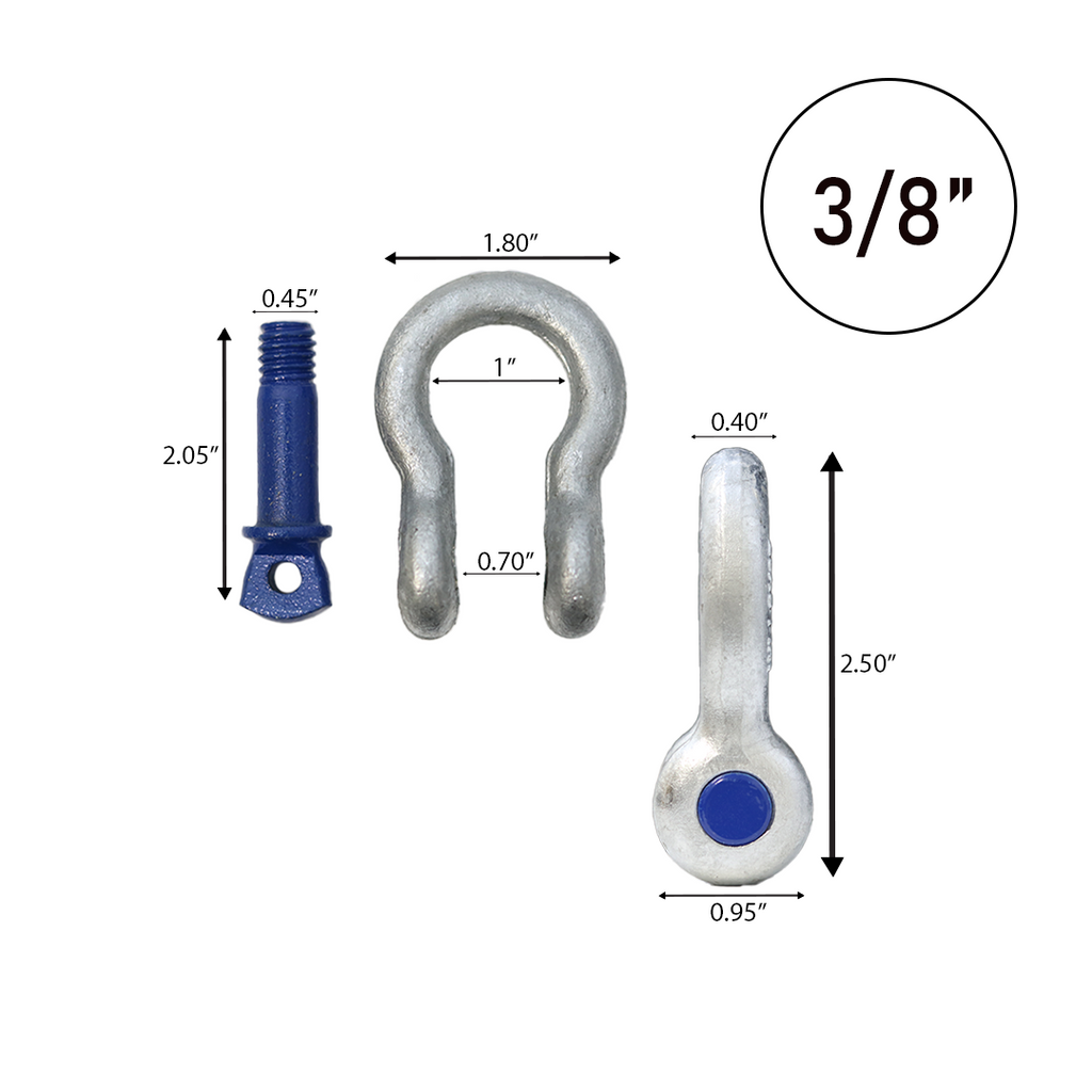 Galvanized Finish 3/8" Forged Screw-In Anchor Shackle Set: Heavy-Duty and Versatile Anchoring Solution