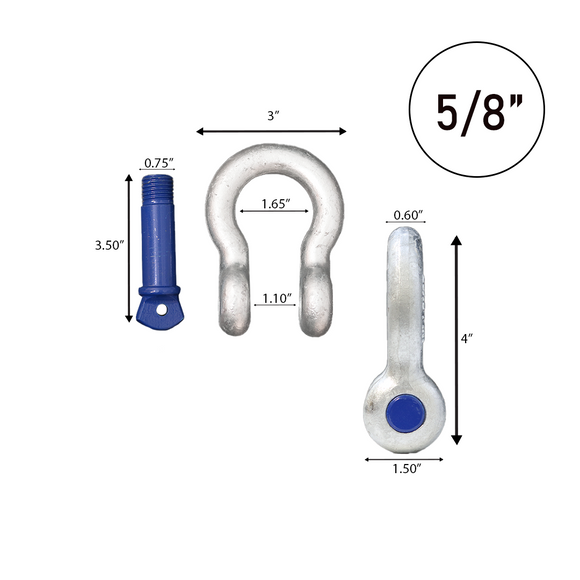 Galvanized Finish 5/8" Forged Screw-In Anchor Shackle Set: Heavy-Duty and Versatile Anchoring Solution