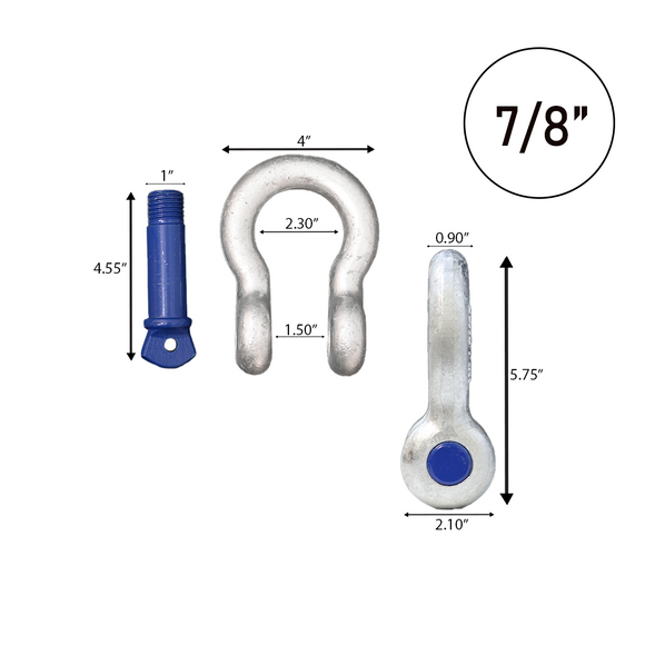 Galvanized Finish 7/8" Forged Screw-In Anchor Shackle Set: Heavy-Duty and Versatile Anchoring Solution