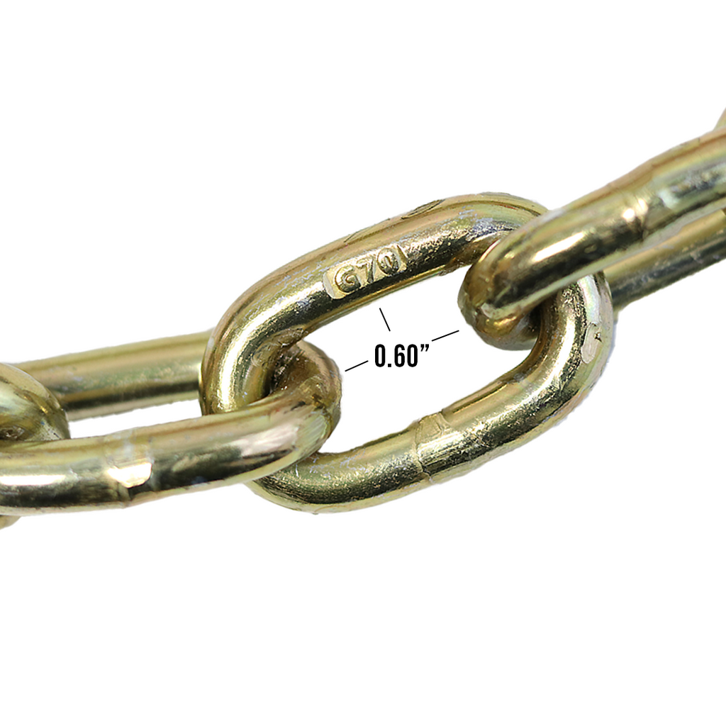 3/8" X 20' Transport Chain w/ Clevis Grab Hook Grade 70