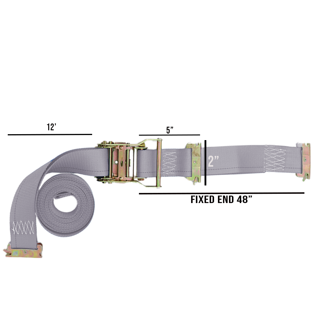 Boxer SecurePro Max 2" x 16' Ratchet E Track Straps with Triple E-Fittings – 3X Anchor Points for Ultimate Load Stability - 4400 lbs.