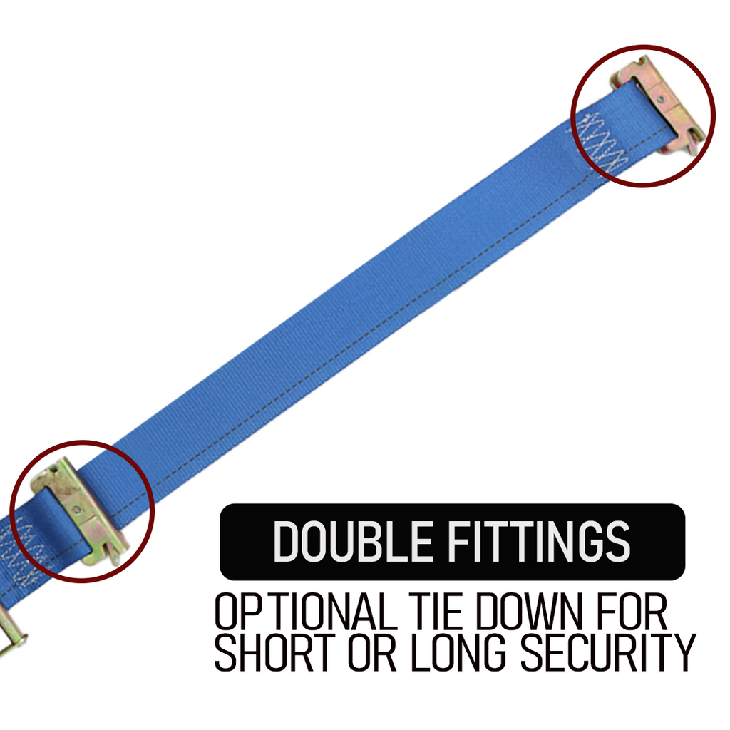 Boxer SecurePro Max 2" x 20' Ratchet E Track Straps with Triple E-Fittings – 3X Anchor Points for Ultimate Load Stability - 4400 lbs.