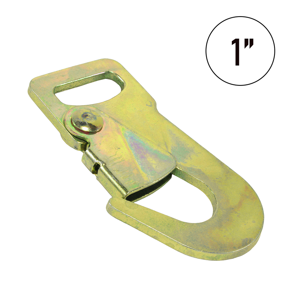1" Slim Profile Snap Hook with Safety Latch, 0.15" Thick, 3,300 lb Breaking Strength