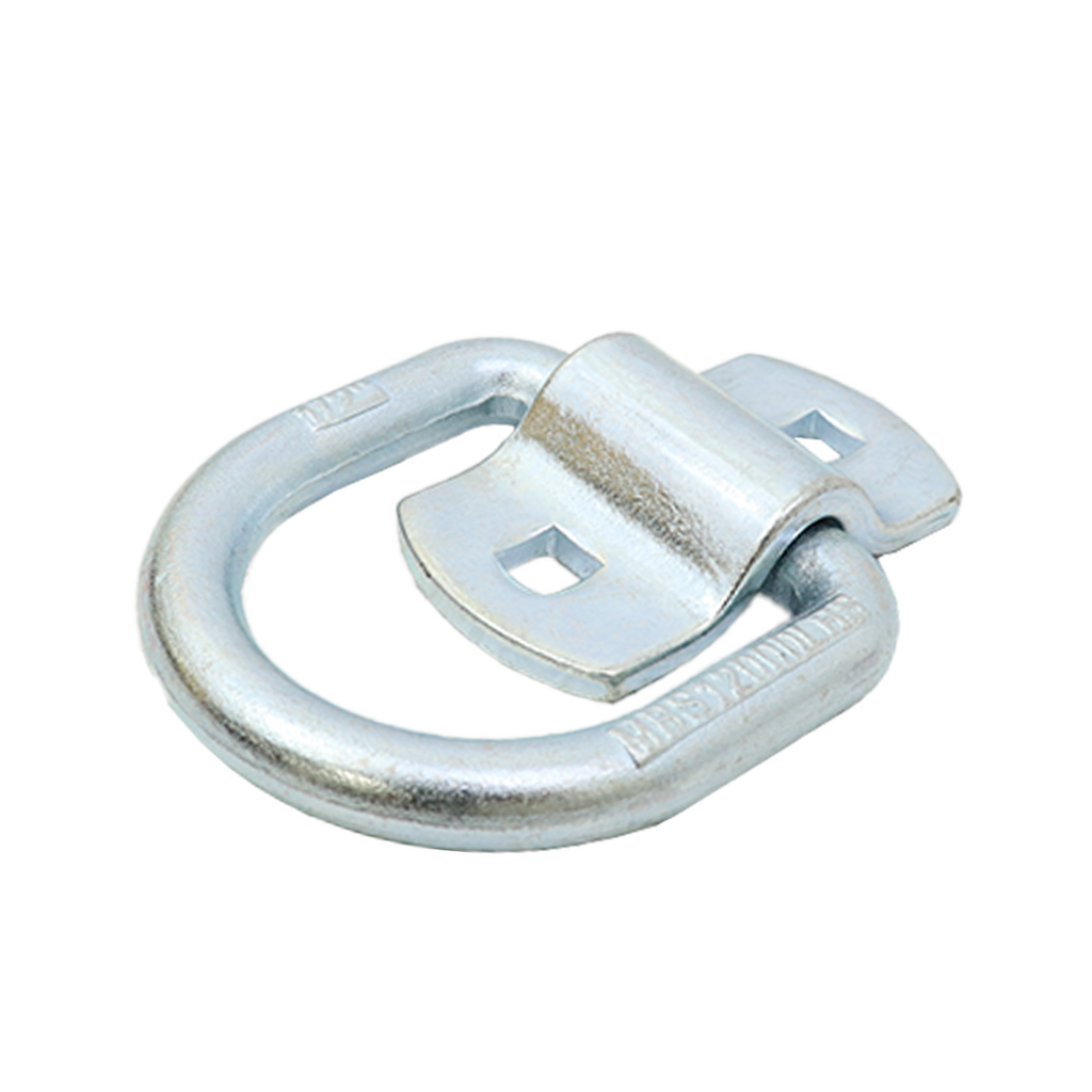 Heavy Duty 1/2" Forged Lashing D Ring with Bolt-On Mounting Bracket in Zinc Plated Steel