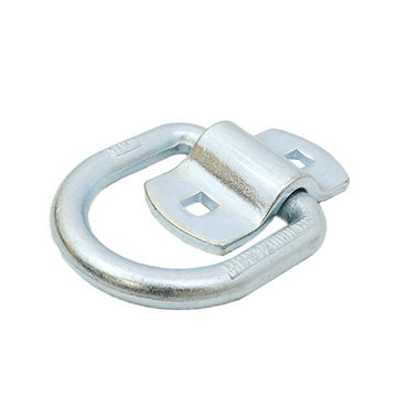 Heavy Duty 1/2" Forged Lashing D Ring with Bolt-On Mounting Bracket in Zinc Plated Steel - 0
