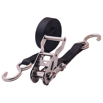 1" x 10' Stainless Steel Ratchet Strap with S-Hooks, 770 lbs. Breaking Strength - 0