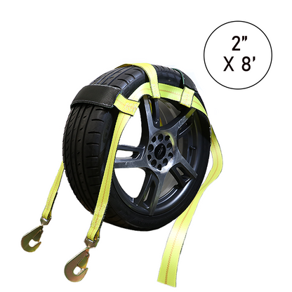 Boxer SureGrip 2" x 8' Wheel Basket Tire Holder with Snap Hooks and Grip-enhancing Rubber Sleeves