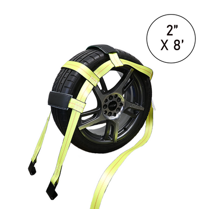 Boxer SureGrip 2" x 8' Wheel Basket Tire Holder with Flat Hooks and Grip-enhancing Rubber Sleeves