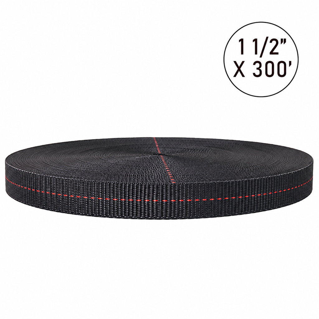 Boxer PolyPro 1.5" x 5,500lb Black Polyester Webbing Roll