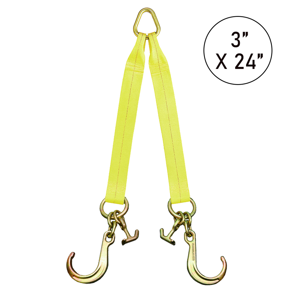 Boxer High-Strength V-Bridle Strap with Yellow Chrome Finish, 8" J Hook, and Versatile T Hook