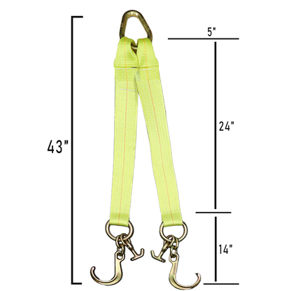 Boxer High-Strength V-Bridle Strap with Yellow Chrome Finish, 8" J Hook, and Versatile T Hook