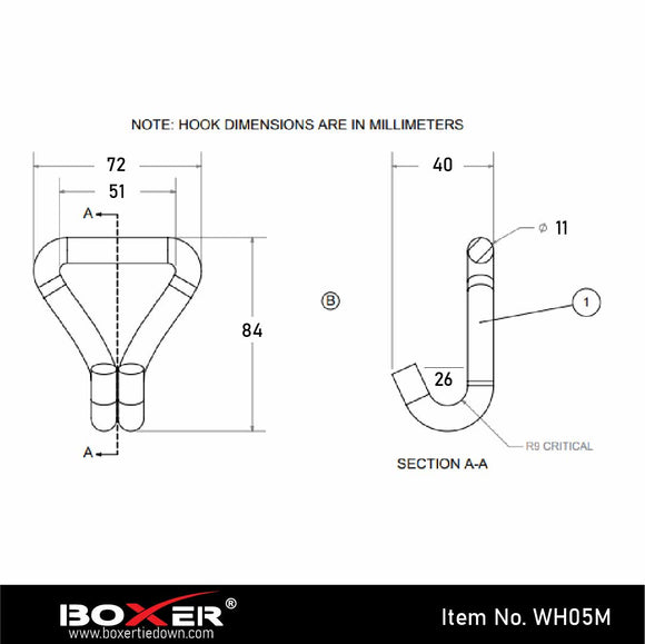 2 Inch Twin J Hook - 11,000 lb Extreme Duty Tie Down Anchor