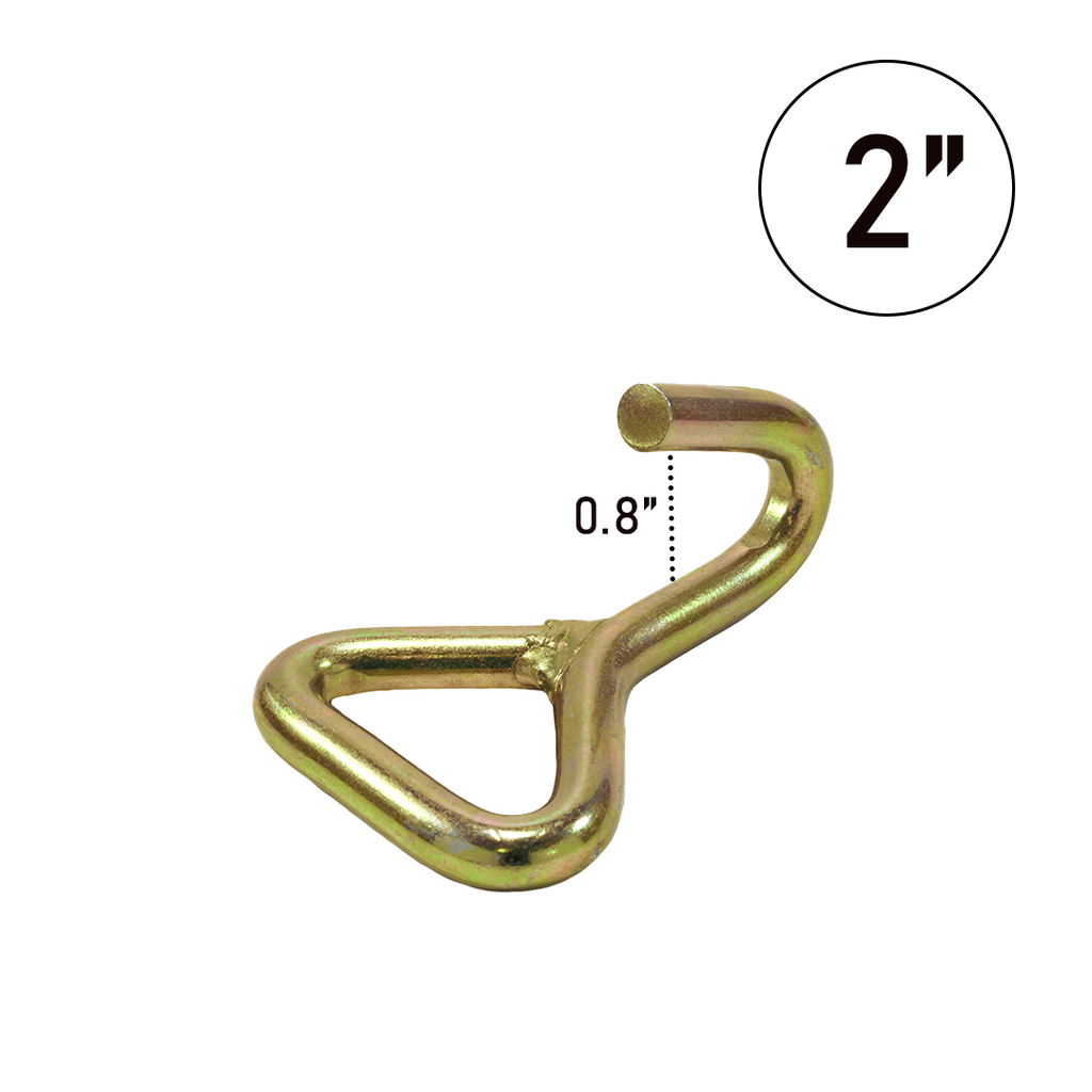 2 Inch Yellow Chrome Single Wire Hook - 6600 lb Breaking Strength Towing, Recovery, Industrial Tie Down
