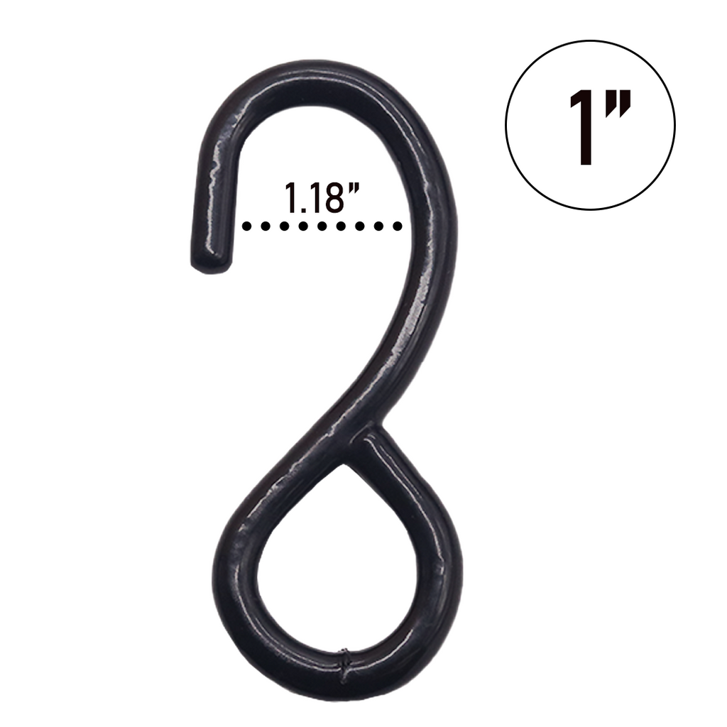1" Heavy Duty S Hook - 1,500 lbs Breaking Strength, Full PE Coated Tie Down Hook