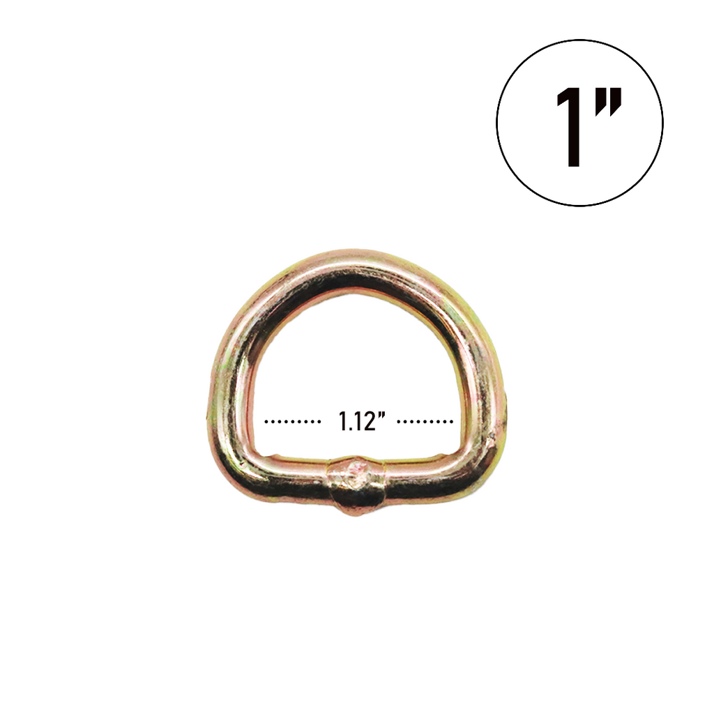 1 Inch Heavy Duty D-Ring - 5500 lbs Breaking Strength, Welded, Heat-Treated, Yellow Chrome, Truck Tie-Down, Towing, Recovery
