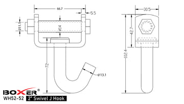 1.5 to 2 Inch Swivel J Hook Ratchet End Attachment