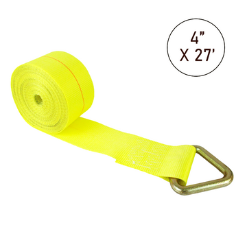 Boxer 4" x 30' USA Assembled Winch Strap - Heavy Duty Delta D-Ring - 20,000 lb Webbing - 16,200 lb BS