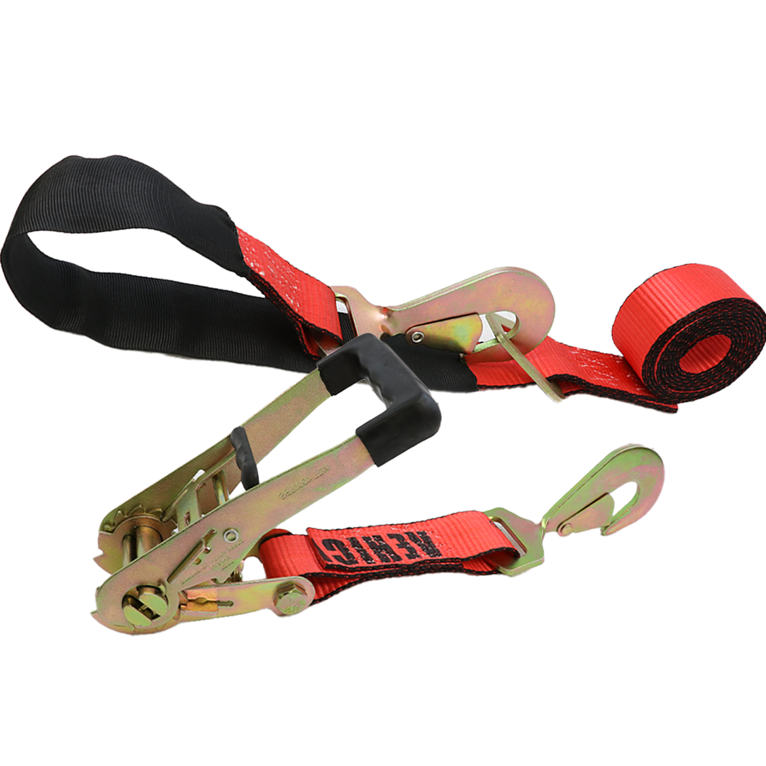 Boxer Ultimate SecureDrive: Premium Lasso-Style Heavy-Duty Car Tie Down Kit for Unrivaled Stability and Safety - 10,000 lbs Break Strength, Featuring 2” x 9.5' Vibrant Red Strap with Twist Snap Hooks