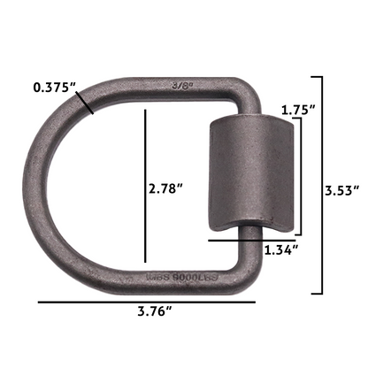 Heavy Duty 3/8" Weld-On Forged Lashing D-Ring with Mounting Bracket, 9,000lbs Breaking Strength