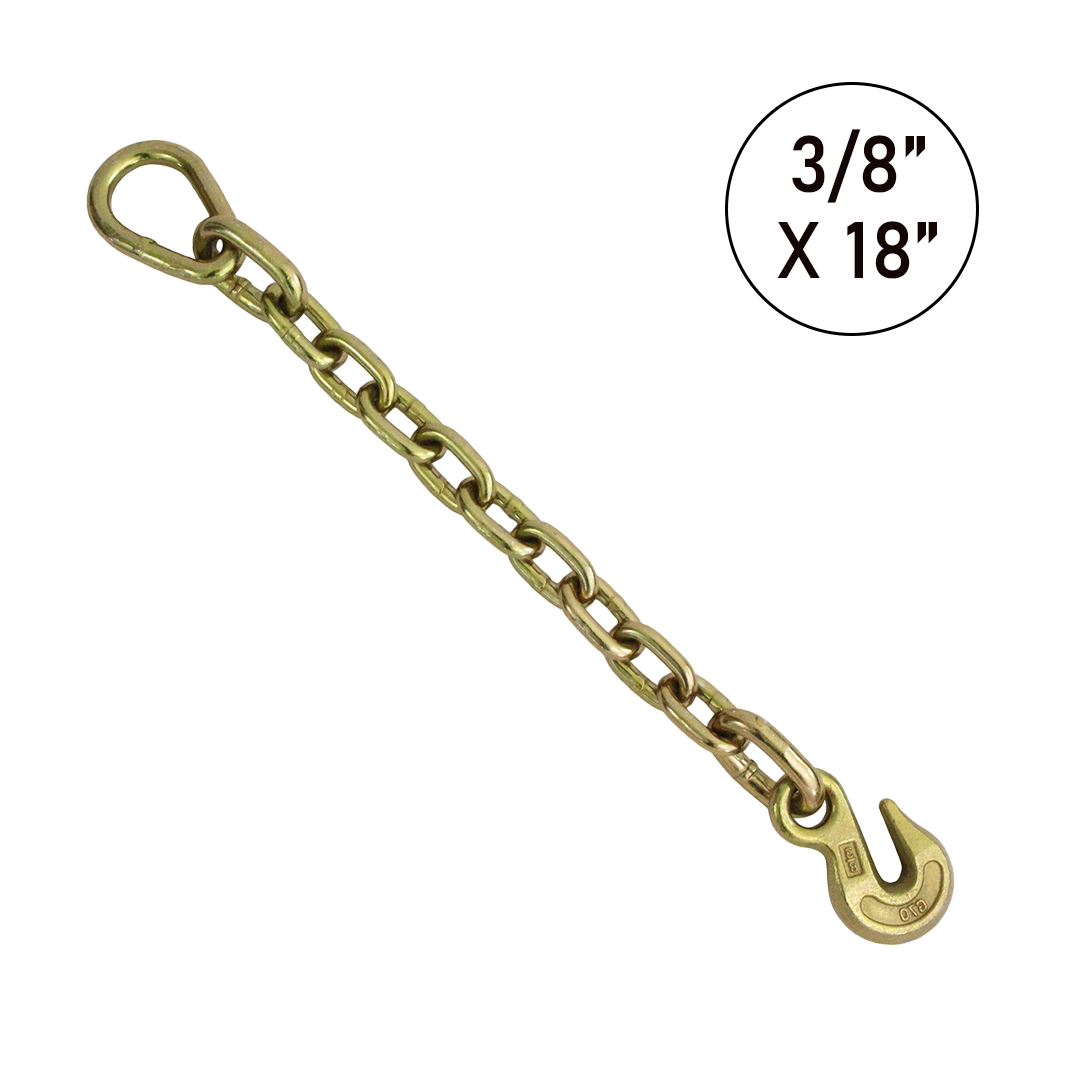 Grade 70 18" Trailer Safety Chain with Oval Ring and Grab Hook
