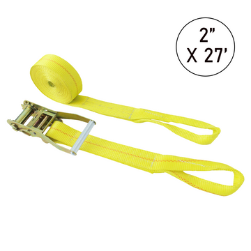 Boxer 2" USA Assembled Heavy-Duty Ratchet Strap - Reinforced Loop Ends - 10,000 lb BS - Non-Marring Soft Tie Down - Wide Ratchet Handle