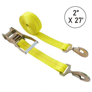 Boxer 2" Heavy-Duty Ratchet Strap - Twisted Snap Hooks for Vehicle Transport - USA Assembled - 10,000 lb BS - Wide Handle Ratchet