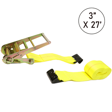 Boxer 3" Heavy-Duty Ratchet Strap - Flat Hooks with Black Coated Finish - USA Assembled - 15,000 lb BS - 18,000 lb Custom Webbing