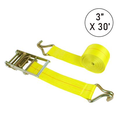 Boxer Heavy Duty 3" Ratchet Strap with Twin J Hooks - 15,000 lbs Load Capacity