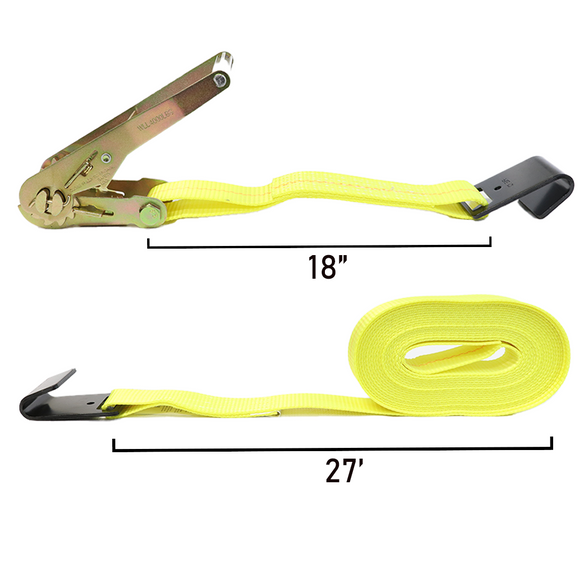 Boxer 4" x 27' Heavy-Duty Ratchet Tie Down with Flat Hooks - 15,000 lbs Breaking Strength