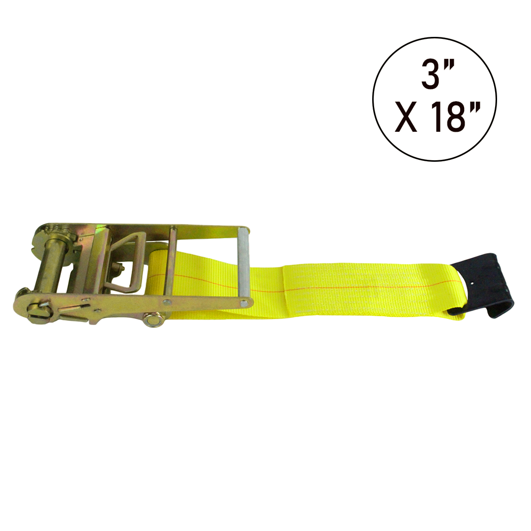 Boxer 3" Ratchet Short End Replacement Fixed End Strap with Flat Hook