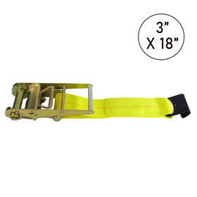 Boxer 3" Ratchet Short End Replacement Fixed End Strap with Flat Hook