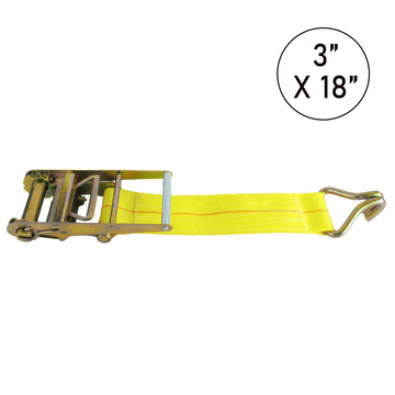 Boxer 3" x 18" USA Assembled Ratchet Strap Replacement Short End - Twin J Hook / Wire Hook - 15,000 lb BS - Custom Fixed End