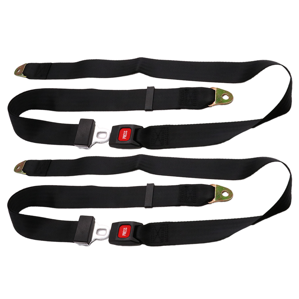 Universal 2-Point Go Kart & Golf Cart Seat Belt Harness Kit - Mounting Hardware Included (Set of 2)
