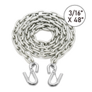 3/16" x 48" Zinc-Plated Grade 30 Trailer Safety Chain with Dual Safety Latch Hooks-1