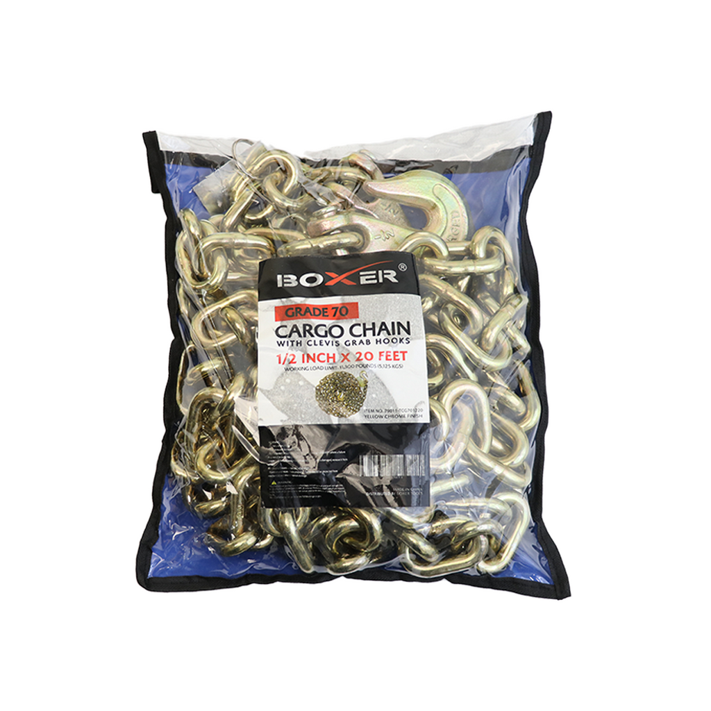 1/2" X 20' Transport Chain w/ Clevis Grab Hook Grade 70