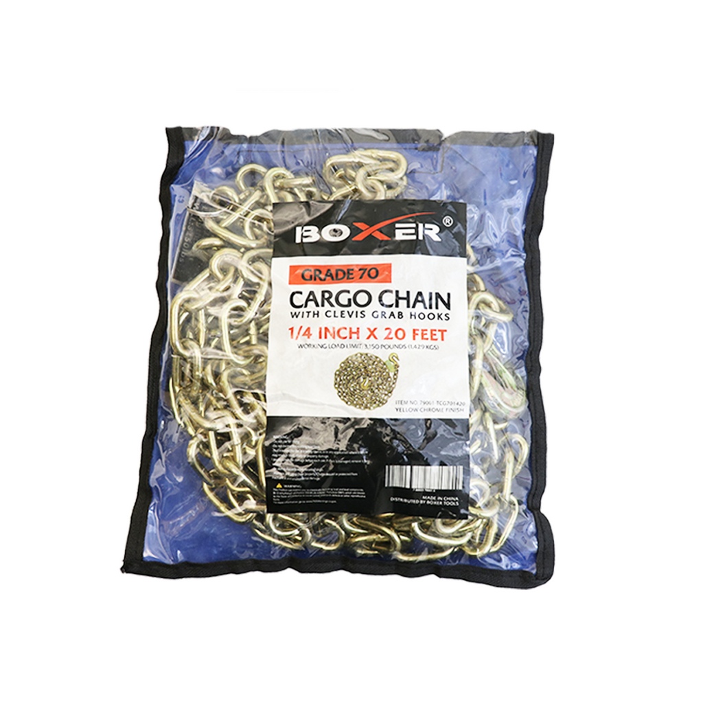 1/4" X 20' Transport Chain w/ Clevis Grab Hook Grade 70