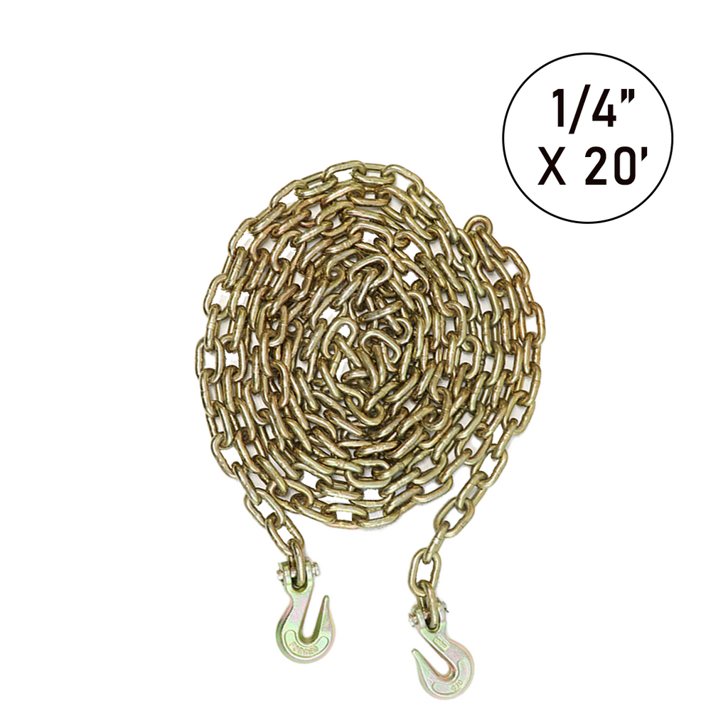 1/4" X 20' Transport Chain w/ Clevis Grab Hook Grade 70